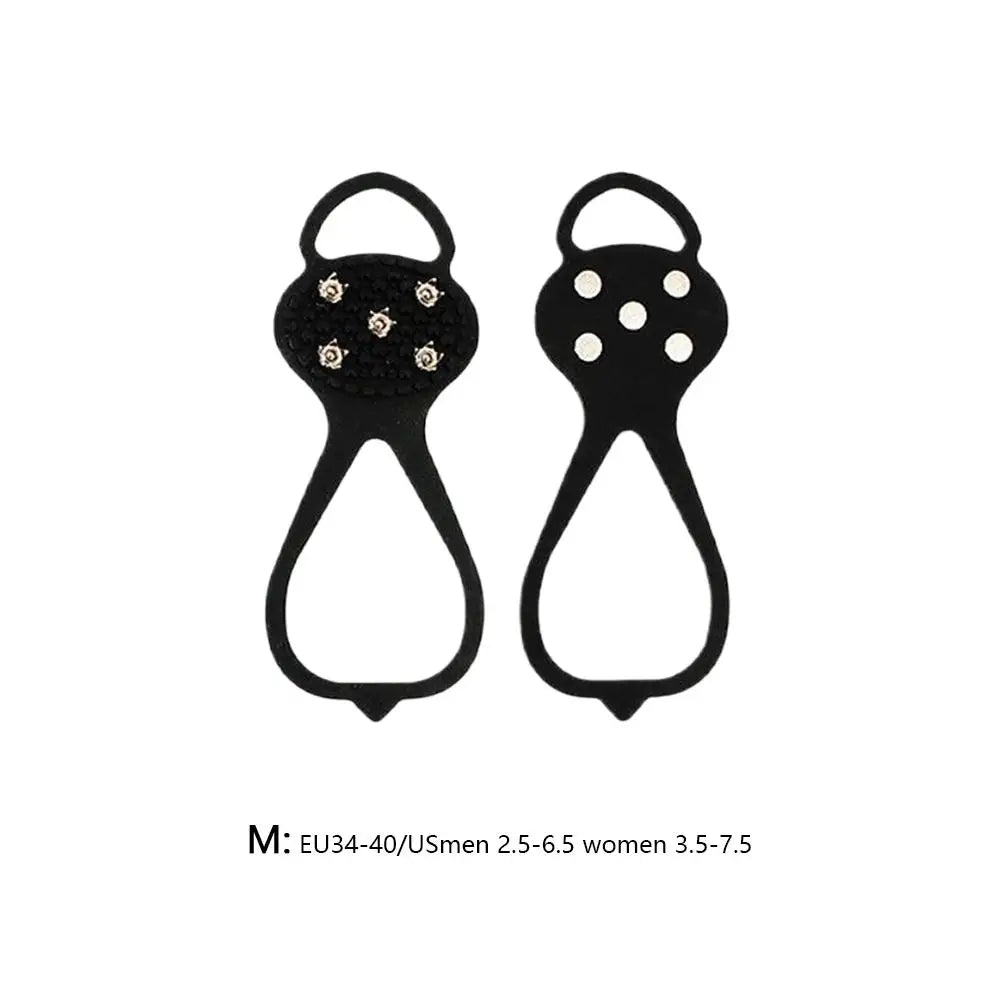 5 Teeth Spike Anti Slip Ice Gripper For Winter Shoes Outdoor Hiking Mountain Climbing Snow Crampons Anti-slip Shoe Covers