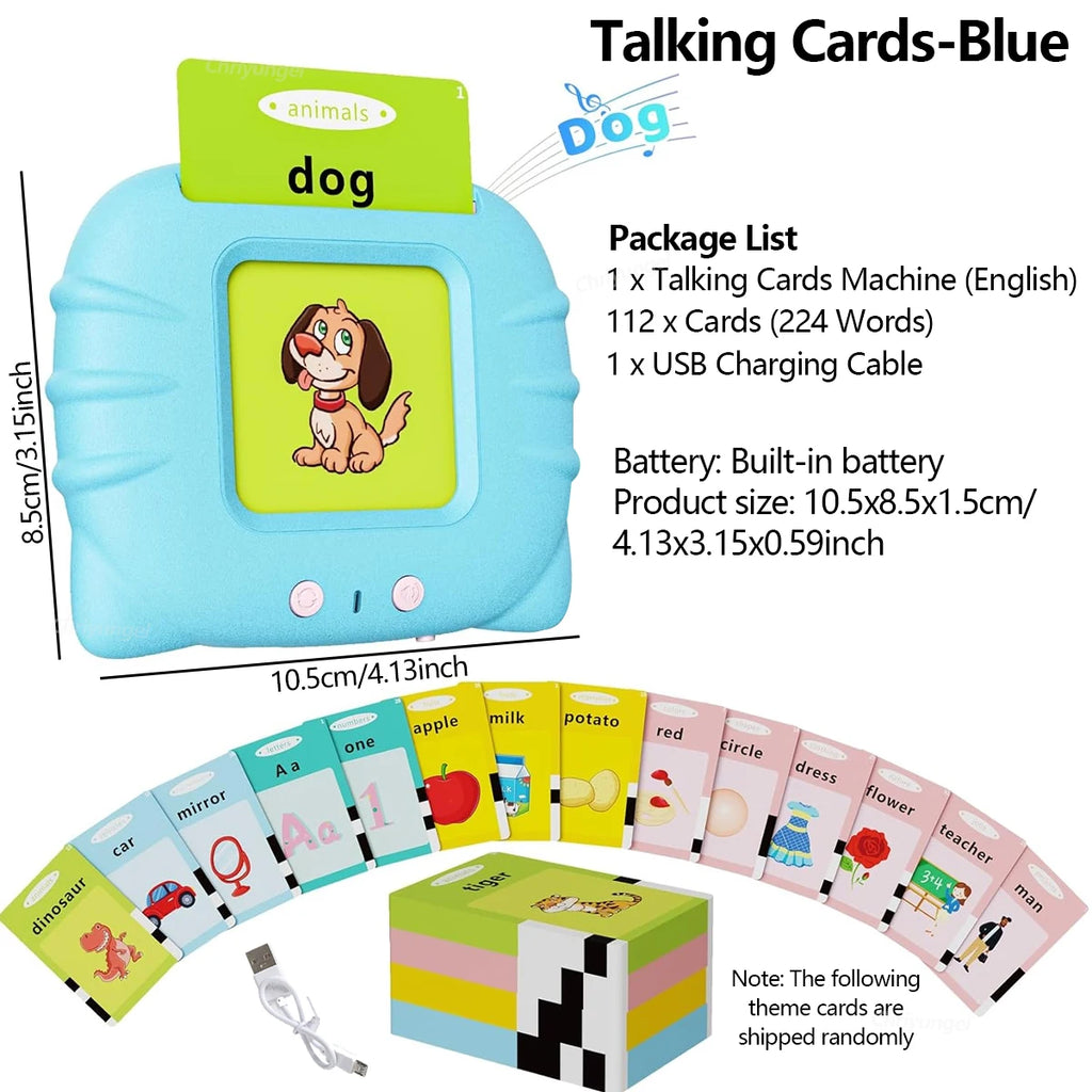 2 in 1 Talking Flash Cards & LCD Writing Tablet English Learning Education Toy with Audio Sound Gifts for Kids Boy Girl Toddler