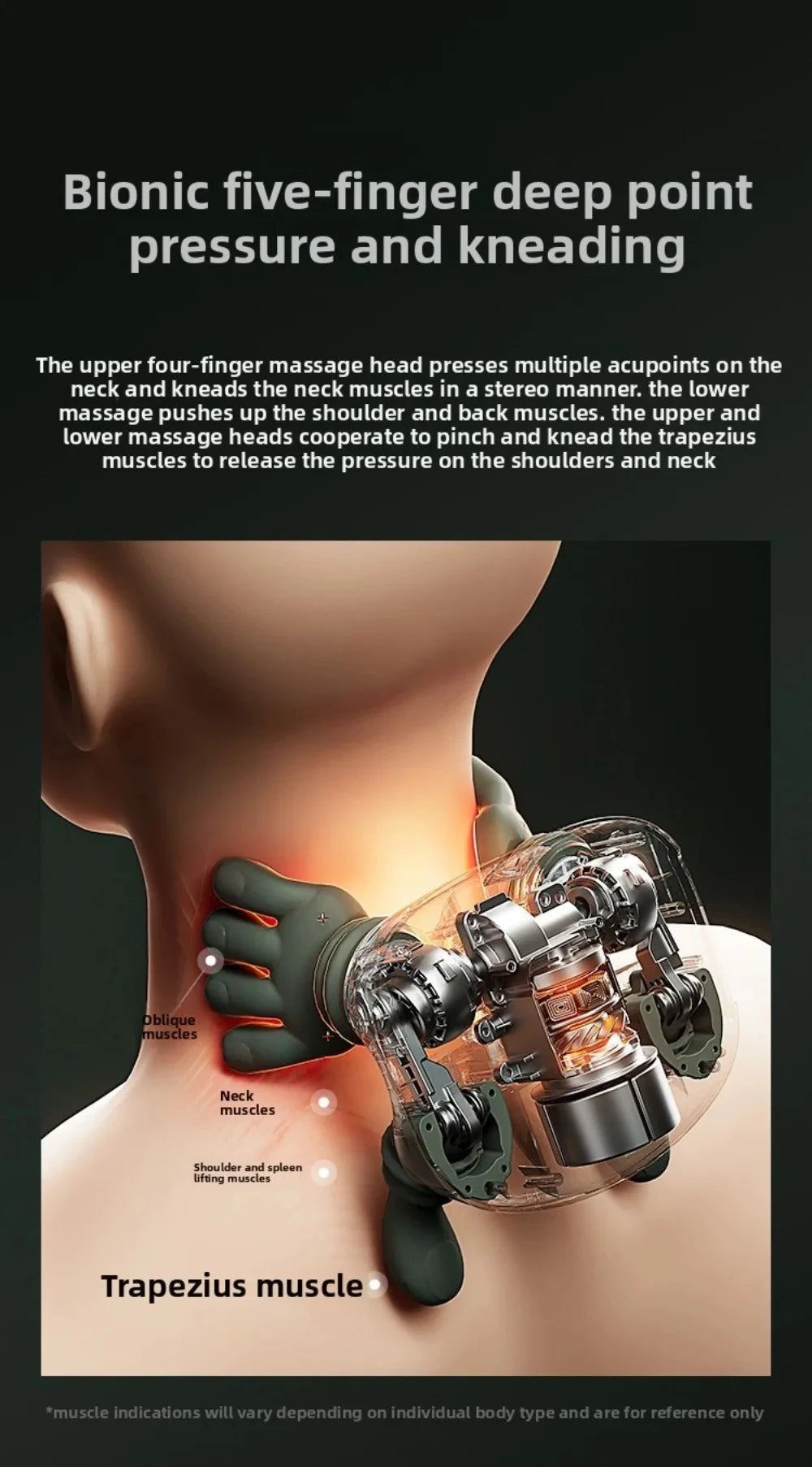 2026 Bionic Finger Neck Shoulder Massager Wireless Neck Cervical Trapezius Kneading Massage Shawl Brushless Motor Neck massager