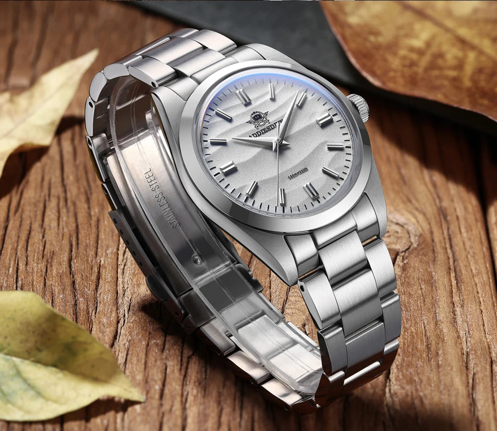 ADDIESDIVE Hot Sale AD2030 Without LOGO Watch Stainless Steel 100M Waterproof Quartz Watches 3D Sand Dial Men's Wristwatch Dress