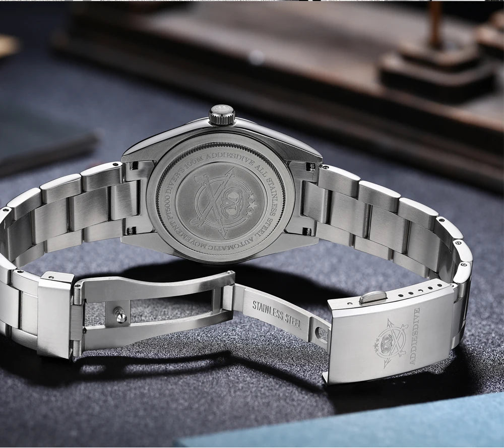 ADDIESDIVE Hot Sale AD2030 Without LOGO Watch Stainless Steel 100M Waterproof Quartz Watches 3D Sand Dial Men's Wristwatch Dress