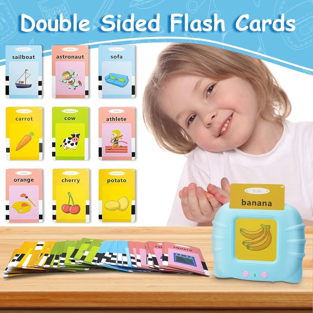 2 in 1 Talking Flash Cards & LCD Writing Tablet English Learning Education Toy with Audio Sound Gifts for Kids Boy Girl Toddler