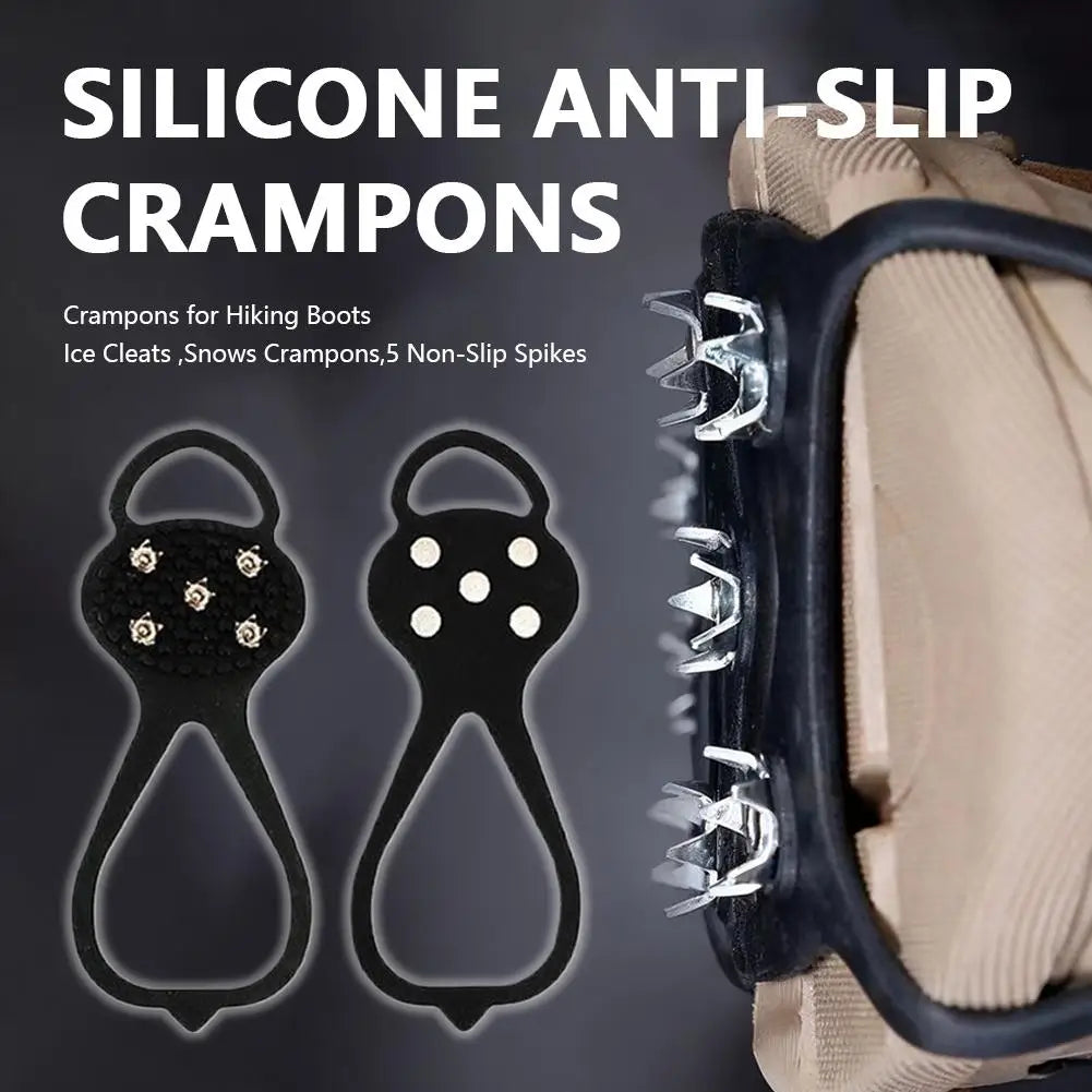 5 Teeth Spike Anti Slip Ice Gripper For Winter Shoes Outdoor Hiking Mountain Climbing Snow Crampons Anti-slip Shoe Covers
