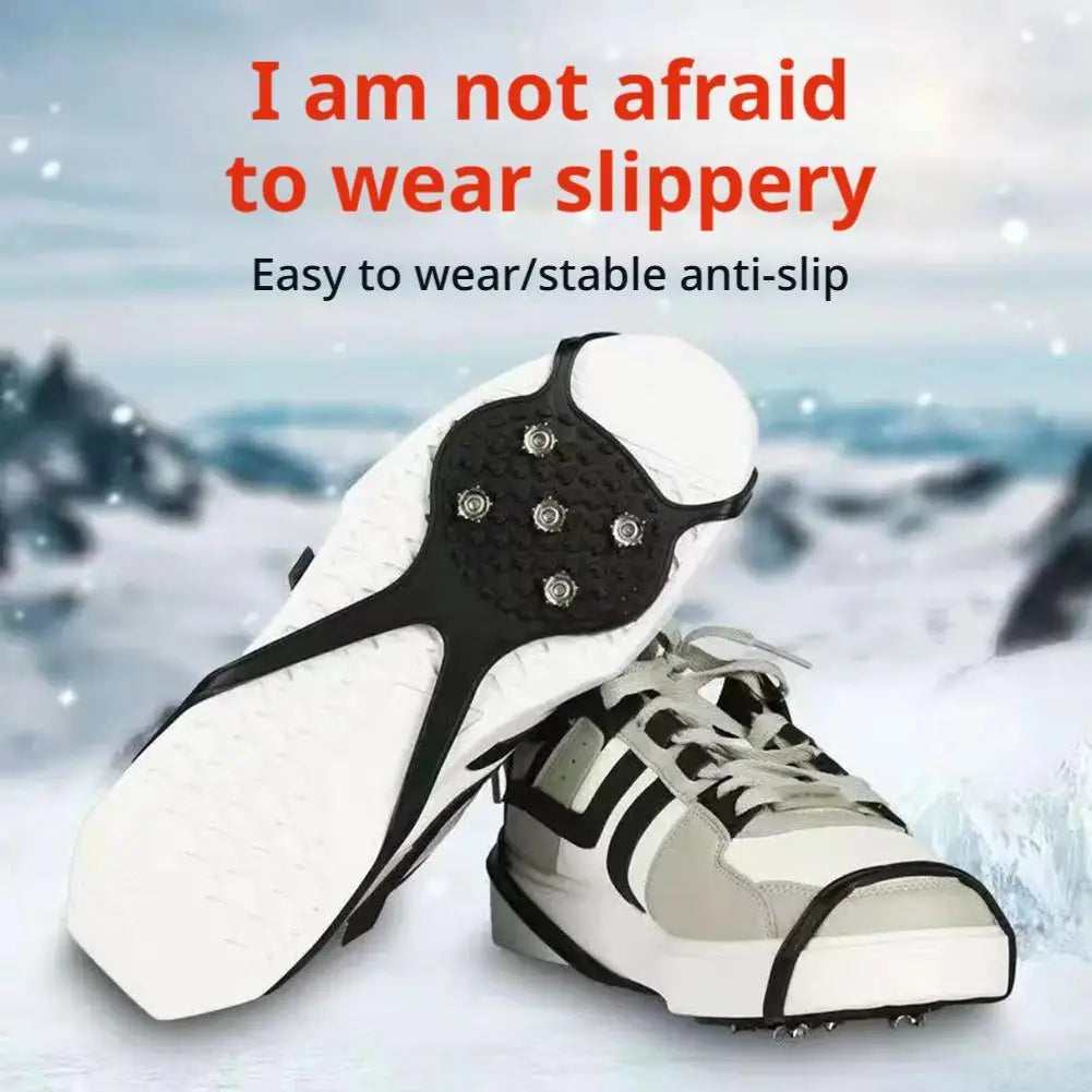 5 Teeth Spike Anti Slip Ice Gripper For Winter Shoes Outdoor Hiking Mountain Climbing Snow Crampons Anti-slip Shoe Covers