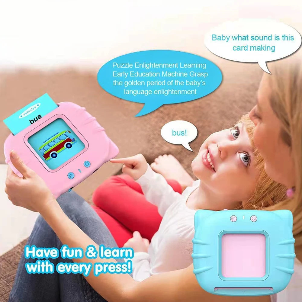 2 in 1 Talking Flash Cards & LCD Writing Tablet English Learning Education Toy with Audio Sound Gifts for Kids Boy Girl Toddler