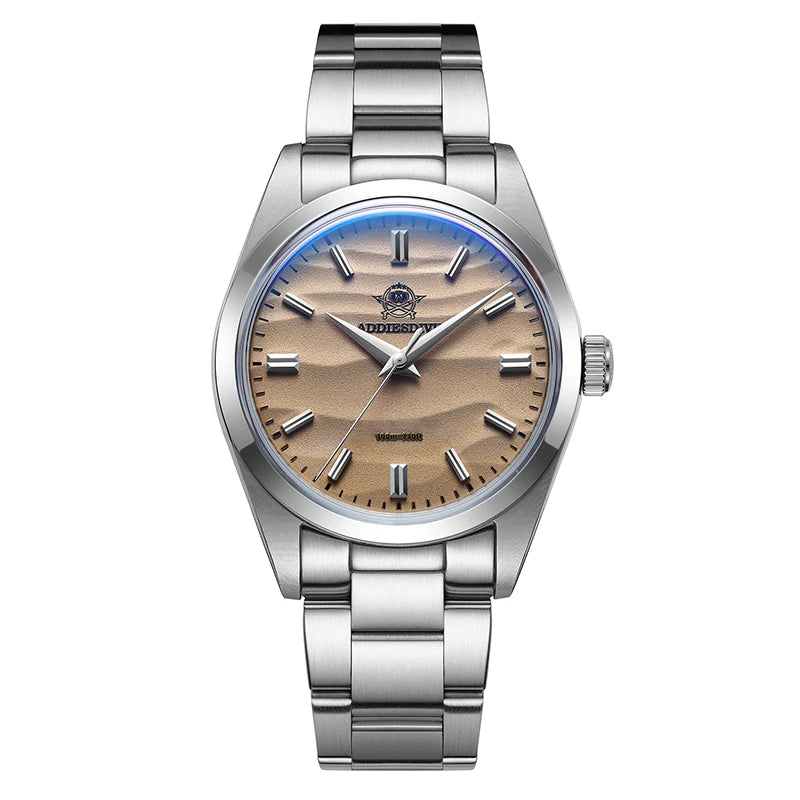 ADDIESDIVE Hot Sale AD2030 Without LOGO Watch Stainless Steel 100M Waterproof Quartz Watches 3D Sand Dial Men's Wristwatch Dress