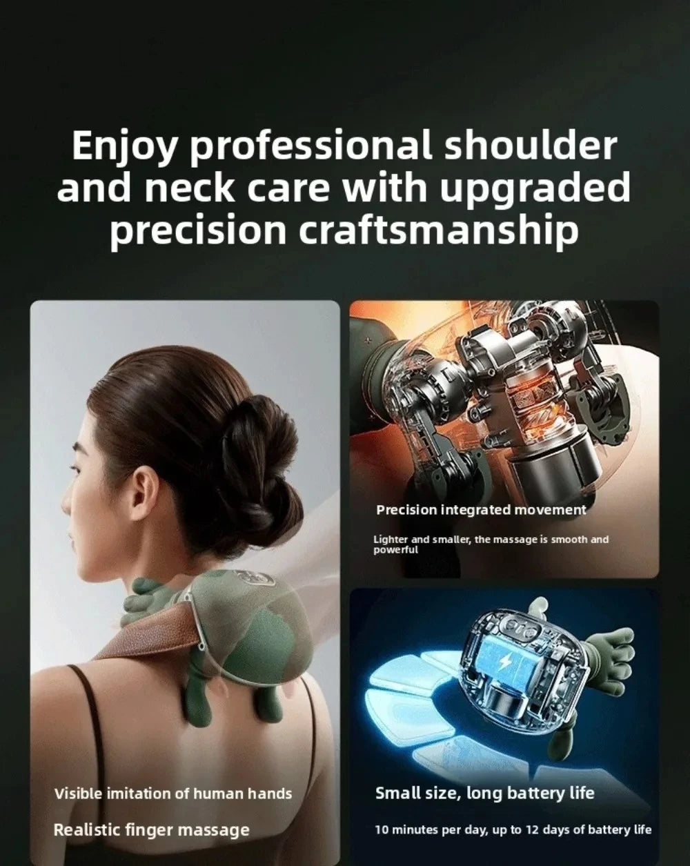 2026 Bionic Finger Neck Shoulder Massager Wireless Neck Cervical Trapezius Kneading Massage Shawl Brushless Motor Neck massager