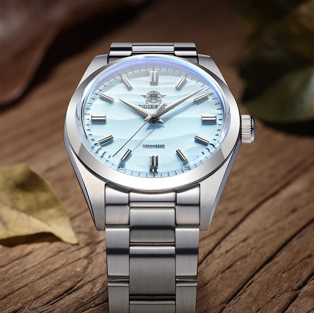 ADDIESDIVE Hot Sale AD2030 Without LOGO Watch Stainless Steel 100M Waterproof Quartz Watches 3D Sand Dial Men's Wristwatch Dress