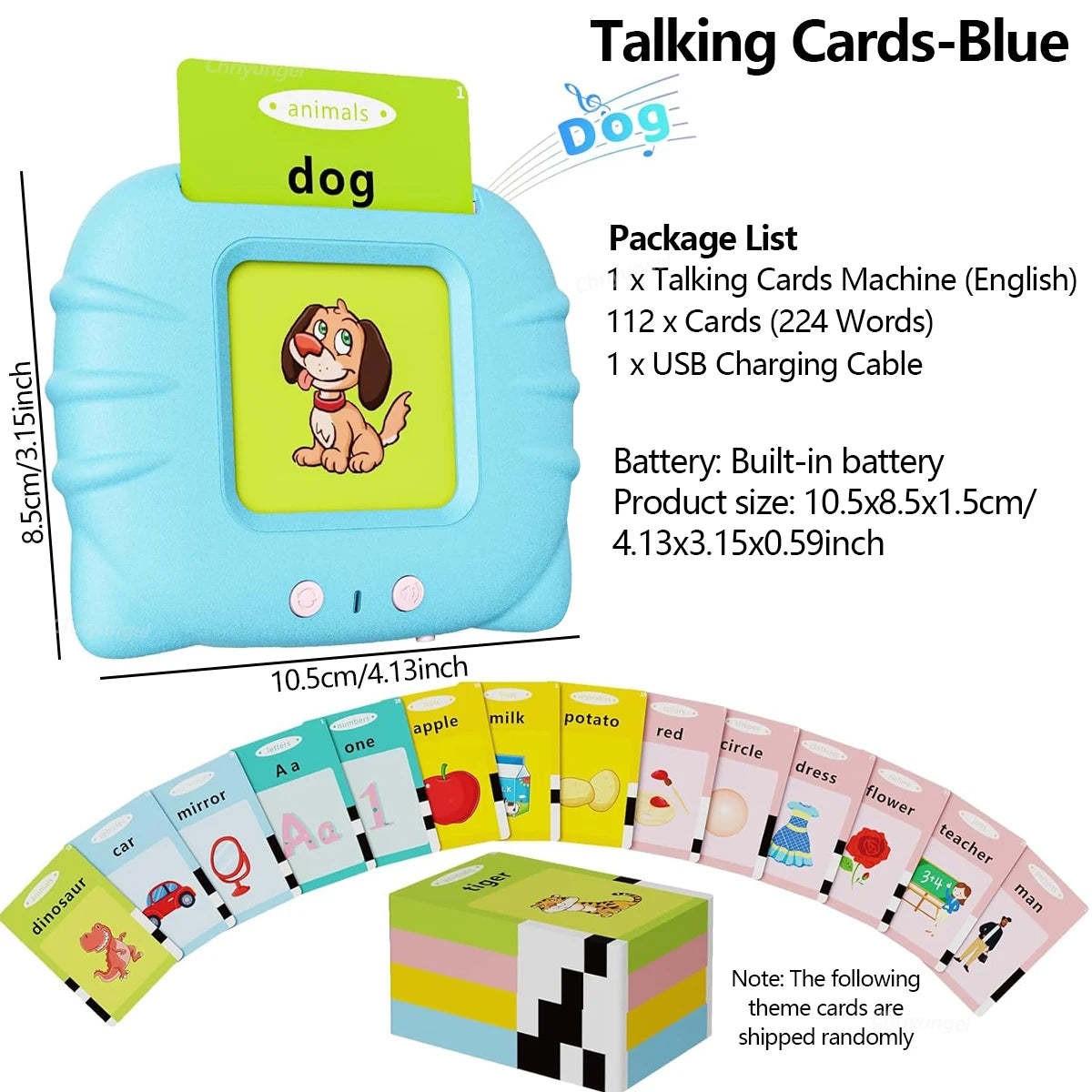 2 in 1 Talking Flash Cards & LCD Writing Tablet English Learning Education Toy with Audio Sound Gifts for Kids Boy Girl Toddler