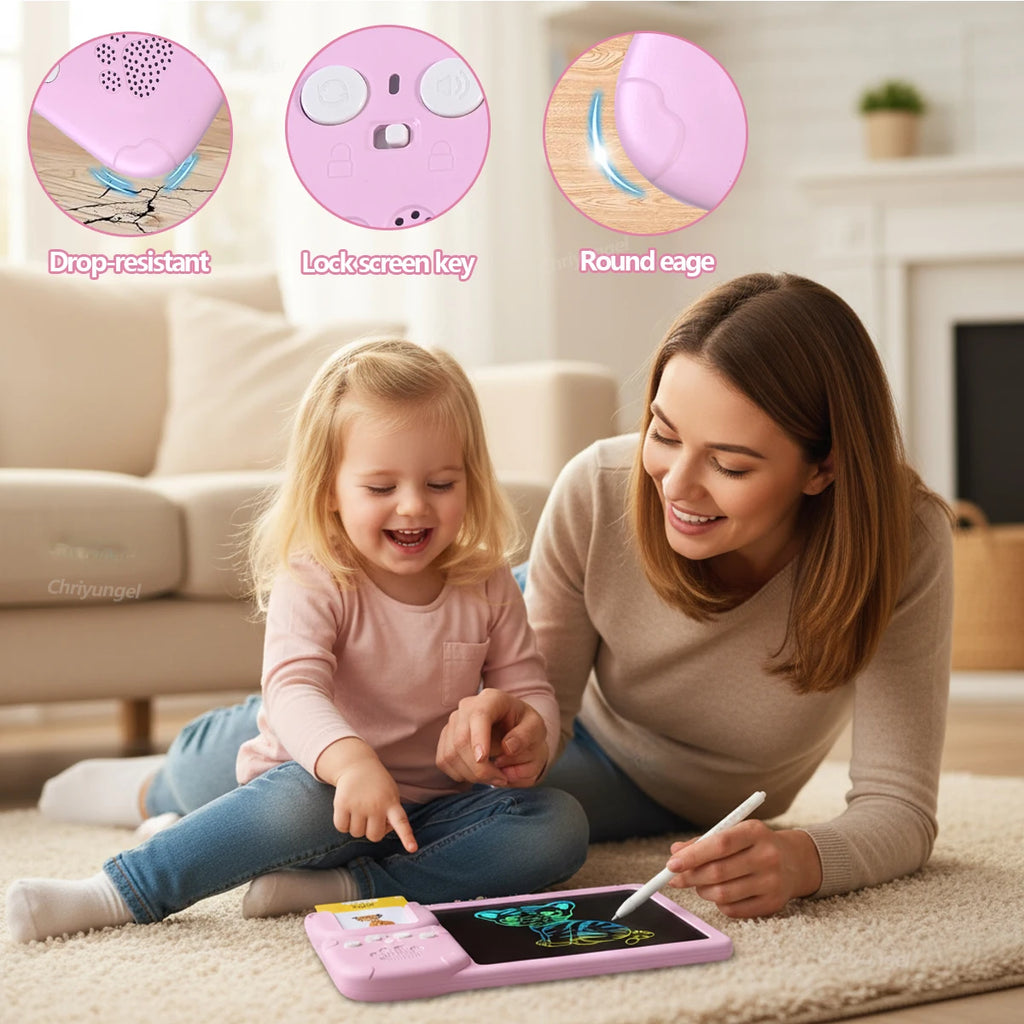 2 in 1 Talking Flash Cards & LCD Writing Tablet English Learning Education Toy with Audio Sound Gifts for Kids Boy Girl Toddler