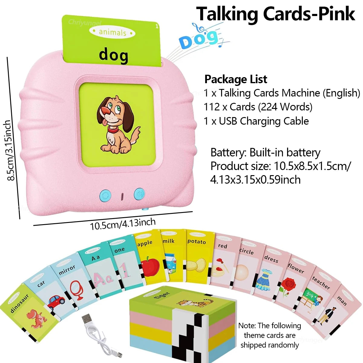2 in 1 Talking Flash Cards & LCD Writing Tablet English Learning Education Toy with Audio Sound Gifts for Kids Boy Girl Toddler