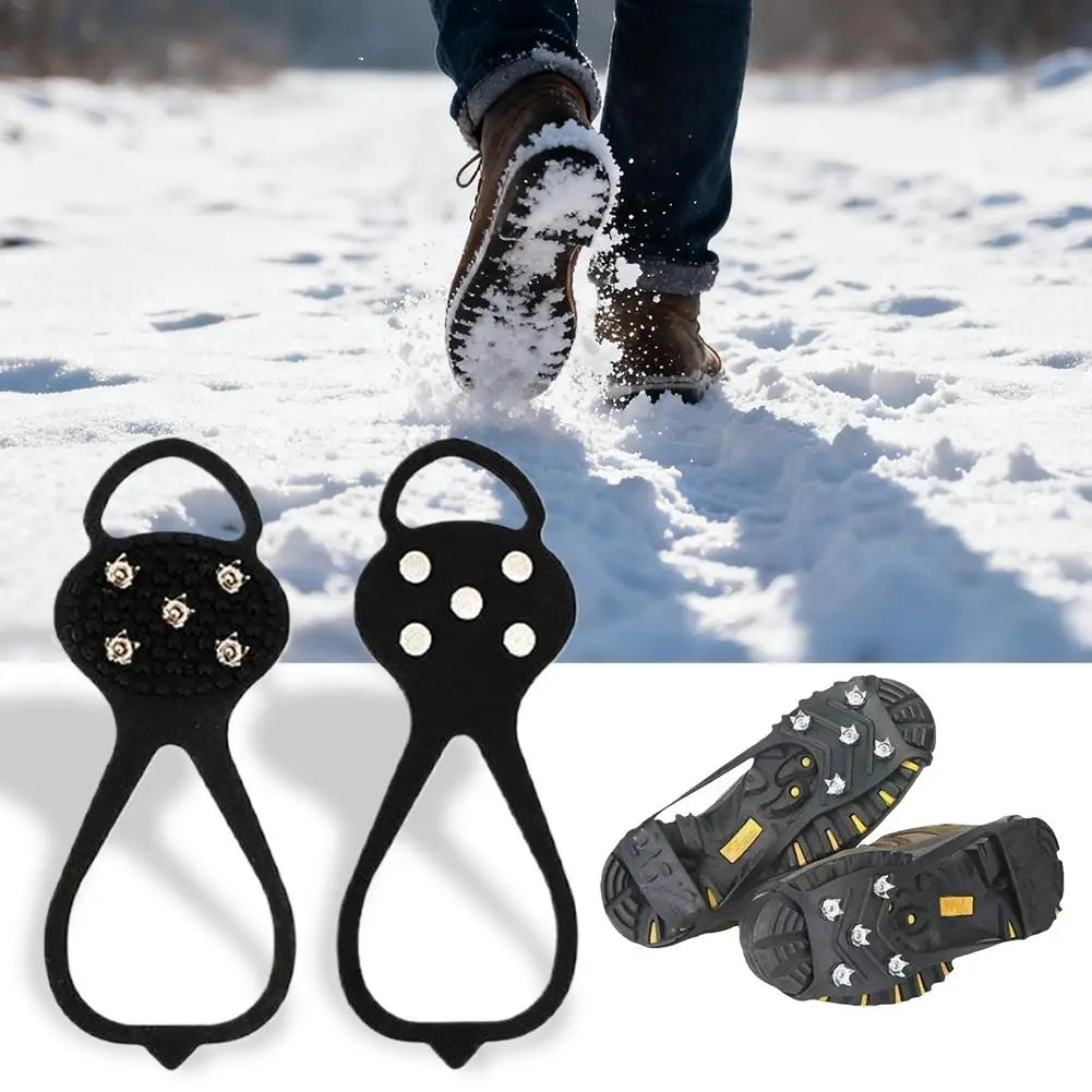 5 Teeth Spike Anti Slip Ice Gripper For Winter Shoes Outdoor Hiking Mountain Climbing Snow Crampons Anti-slip Shoe Covers
