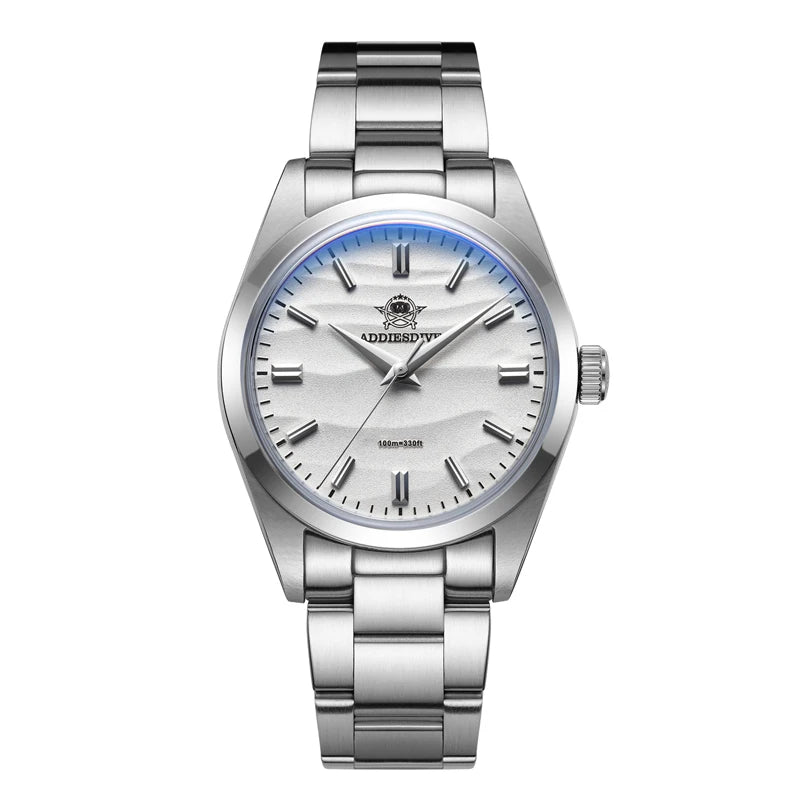 ADDIESDIVE Hot Sale AD2030 Without LOGO Watch Stainless Steel 100M Waterproof Quartz Watches 3D Sand Dial Men's Wristwatch Dress