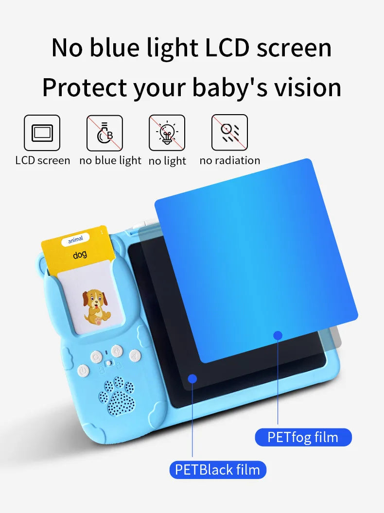 2 in 1 Talking Flash Cards & LCD Writing Tablet English Learning Education Toy with Audio Sound Gifts for Kids Boy Girl Toddler